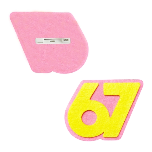 PRZYPINKA SIX SEVEN 67 FILCOWY RÓŻOWO-ŻÓŁTY 7,5x6cm