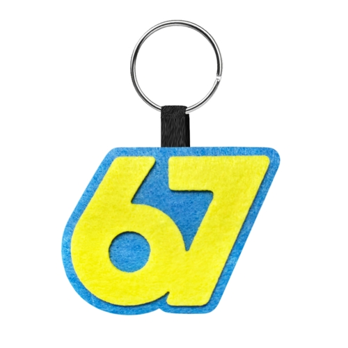 BRELOK SIX SEVEN 67 FILCOWY NIEBIESKO-ŻÓŁTY