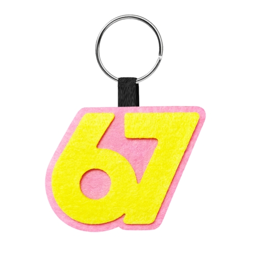 BRELOK SIX SEVEN 67 FILCOWY RÓŻOWO-ŻÓŁTY