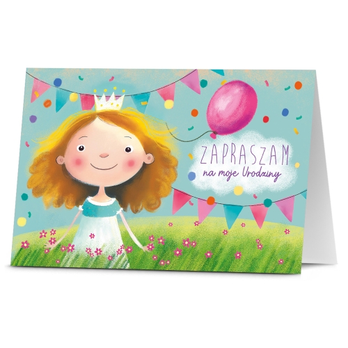 ZAPROSZENIA KSIĘŻNICZKA KONFETTI BŁĘKITNE 10szt