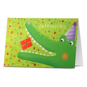 ZAPROSZENIA KROKODYL ROMBY ZIELONE 5szt