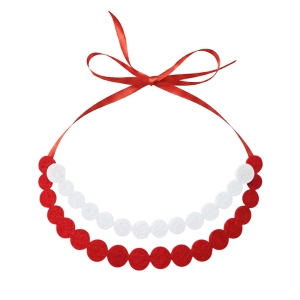 KORALE PODWÓJNE FILCOWE BIAŁO-CZERWONE