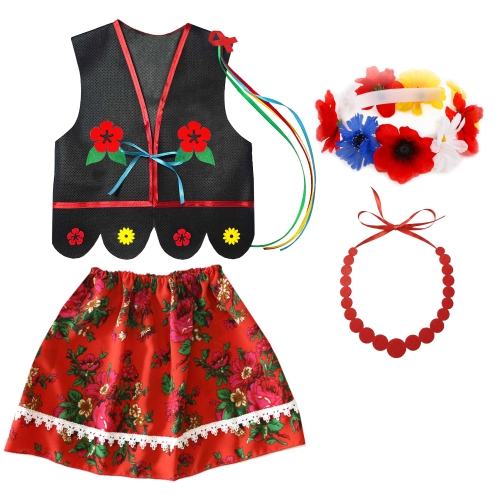 ZESTAW KRAKOWIANKA CZARNO-CZERWONY 134-140 4el