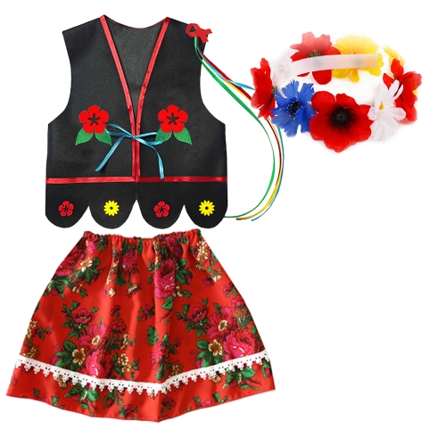 ZESTAW KRAKOWIANKA CZARNO-CZERWONY 134-140 3el