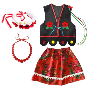 ZESTAW KRAKOWIANKA CZARNO-CZERWONY 116-128 4el