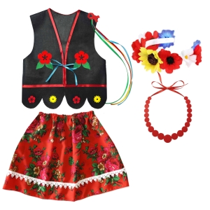 ZESTAW KRAKOWIANKA CZARNO-CZERWONY 134-140 4el