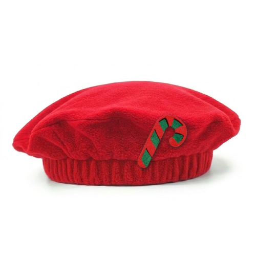 BERET LASKA CUKROWA POLAR CZERWONY