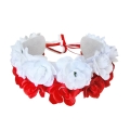 WIANEK OPASKA KWIATY RÓŻYCZKI SZEROKI BIAŁO-CZERWONY