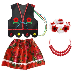 ZESTAW KRAKOWIANKA CZARNO-CZERWONY 146-158 4el