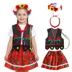 ZESTAW KRAKOWIANKA CZARNO-CZERWONY 134-140 4el