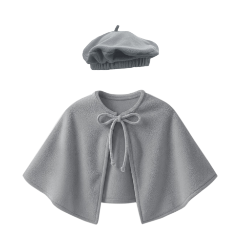 ZESTAW PELERYNA I BERET SZARY L/XL 2el