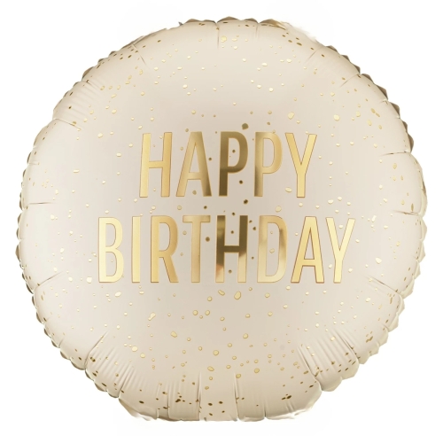 BALON PARTY DECO HAPPY BIRTHDAY GROSZKI BEŻOWY 18'' 45cm