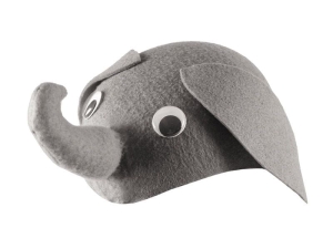 CZAPKA SŁONIK RUCHOME OCZY SZARA