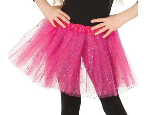 SPÓDNICZKA TIULOWA BROKAT RÓŻ