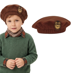 BERET SOWA POLAR BRĄZOWY