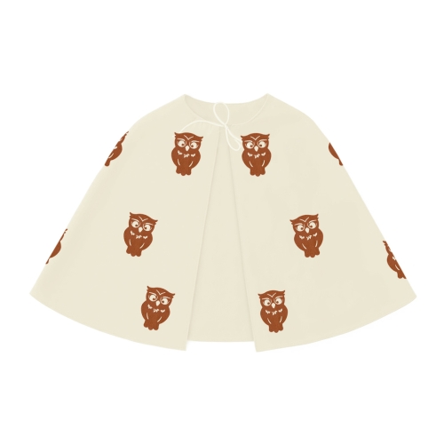 PELERYNA SOWA PONGEE BRĄZOWO-ECRU 116-140