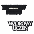PRZYPINKA NAPIS WZOROWY UCZEŃ FILCOWY CZARNO-BIAŁY 10x4cm