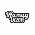 EMBLEMAT NAPIS WZOROWY UCZEŃ FILCOWY CZARNO-BIAŁY 9x4,5cm