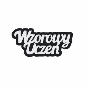 EMBLEMAT NAPIS WZOROWY UCZEŃ FILCOWY CZARNO-BIAŁY 9x4,5cm