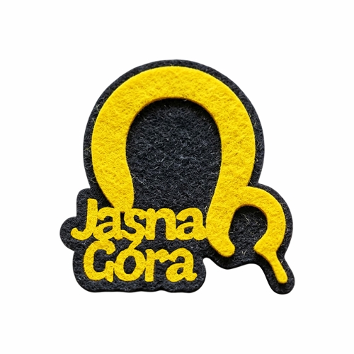 EMBLEMAT NAPIS JASNA GÓRA FILCOWY CZARNO-ZŁOTOŻÓŁTY 7x7,5cm