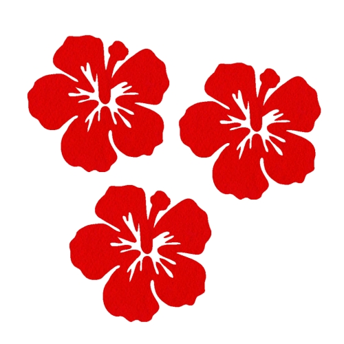 ZESTAW FRONTÓW KWIATEK HIBISKUS FILCOWE CZERWONE 6x5,5cm 3szt