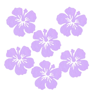 ZESTAW FRONTÓW KWIATEK HIBISKUS FILCOWE FIOLETOWE 6x5,5cm 6szt