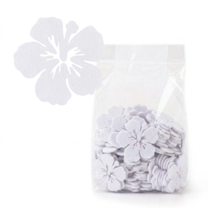 ZESTAW FRONTÓW KWIATEK HIBISKUS FILCOWE BIAŁY 6x5,5cm 48szt