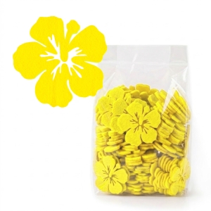 ZESTAW FRONTÓW KWIATEK HIBISKUS FILCOWE ŻÓŁTY 6x5,5cm 96szt