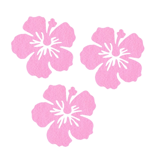 ZESTAW FRONTÓW KWIATEK HIBISKUS FILCOWE RÓŻOWE 6x5,5cm 3szt