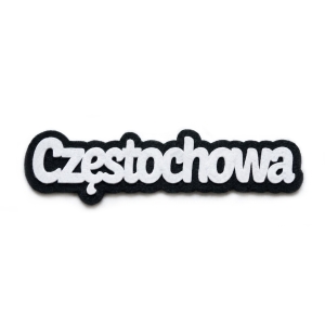 EMBLEMAT NAPIS CZĘSTOCHOWA FILCOWY CZARNO-BIAŁY 12x3cm