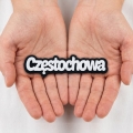 EMBLEMAT NAPIS CZĘSTOCHOWA FILCOWY CZARNO-BIAŁY 12x3cm