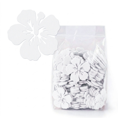ZESTAW FRONTÓW KWIATEK HIBISKUS FILCOWE BIAŁY 6x5,5cm 96szt