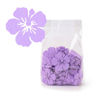 ZESTAW FRONTÓW KWIATEK HIBISKUS FILCOWE FIOLETOWE 6x5,5cm 48szt