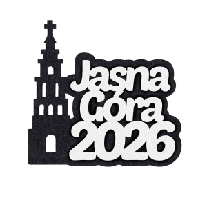 EMBLEMAT NAPIS JASNA GÓRA 2026 FILCOWY CZARNO-BIAŁY 8x8cm