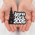 EMBLEMAT NAPIS JASNA GÓRA 2026 FILCOWY CZARNO-BIAŁY 8x8cm