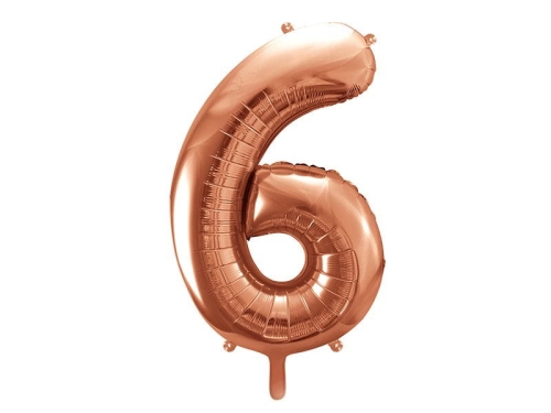 BALON  DECO CYFRA 6 ZŁOTO-RÓŻ 34'' 86cm