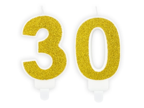 ZESTAW ŚWIECZKI 30 BROKAT ZŁOTE 2szt