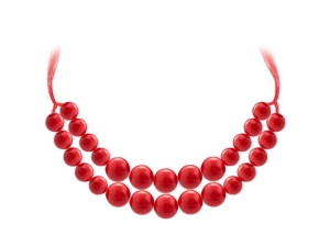 KORALE PODWÓJNE PLASTIKOWE CZERWONE