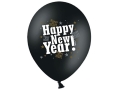 BALONY CZARNE HAPPY NEW YEAR BIAŁY 30cm 5szt