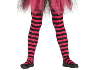 RAJSTOPKI DZIECIĘCE W PASKI CZARNO-RÓŻOWE