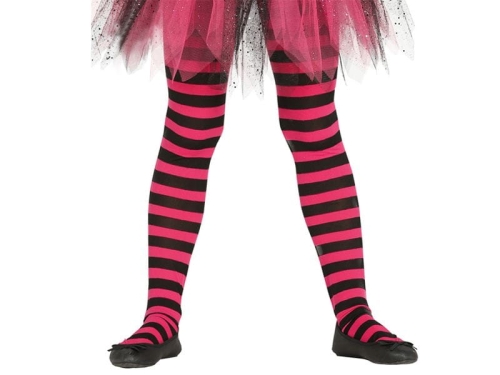 RAJSTOPKI DZIECIĘCE W  PASKI CZARNO-RÓŻOWE