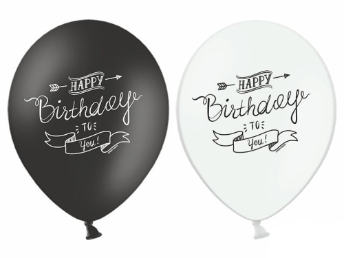 BALON CZARNY/BIAŁY HAPPY B-DAY TO YOU 30cm 1szt