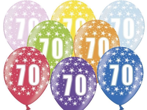 BALON 70th BIRTHDAY MIX 30cm 1szt