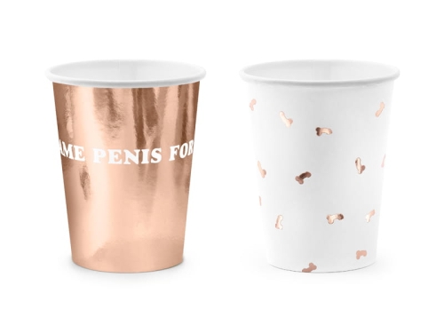 KUBECZKI PAPIEROWE SAME PENIS FOREVER RÓŻOWE ZŁOTO 220ml 6szt