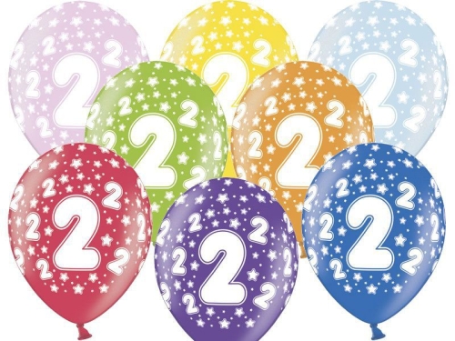 BALON 2nd BIRTHDAY MIX 30cm 1szt
