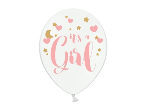 BALON BIAŁY ITS A GIRL RÓŻ 30cm 1szt