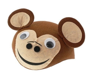 CZAPKA MAŁPKA RUCHOME OCZY BRĄZOWA