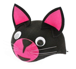 CZAPKA KOTEK RUCHOME OCZY CZARNO-RÓŻOWA