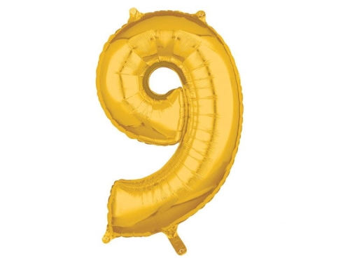 BALON CYFRA 9 ZŁOTY 26'' 66cm