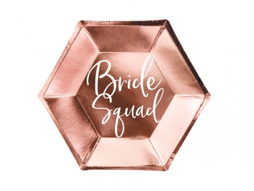 TALERZYKI PAPIEROWE BRIDE SQUAD RÓŻOWE ZŁOTO 23cm 6szt